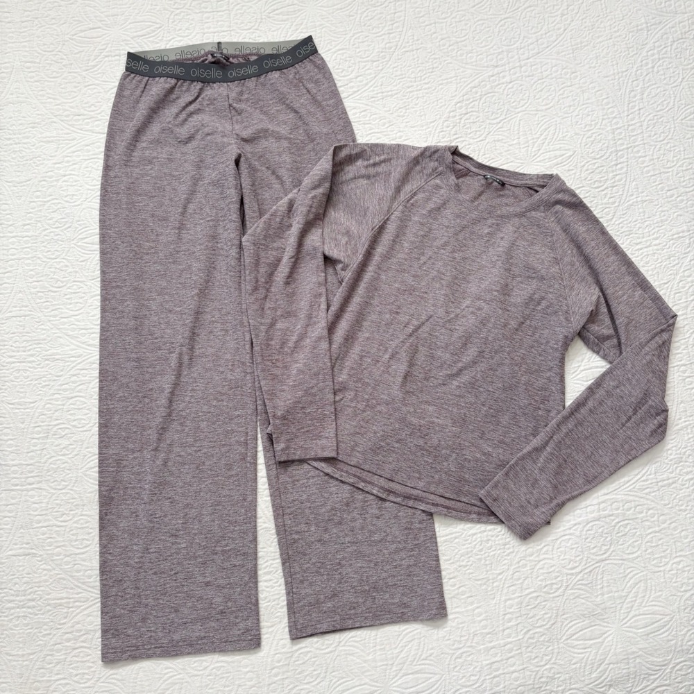 Oiselle Women's Lux Longsleeve Wide Leg Loungewear Set, Aura/Lavender Sz XS